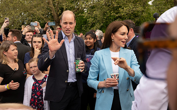 Prince & Princess of Wales visit the Coronation Picnic on the Long walk Windsor.